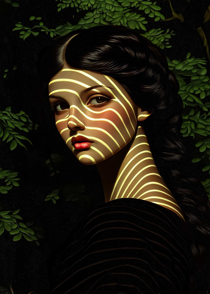 Woman with Striped Light