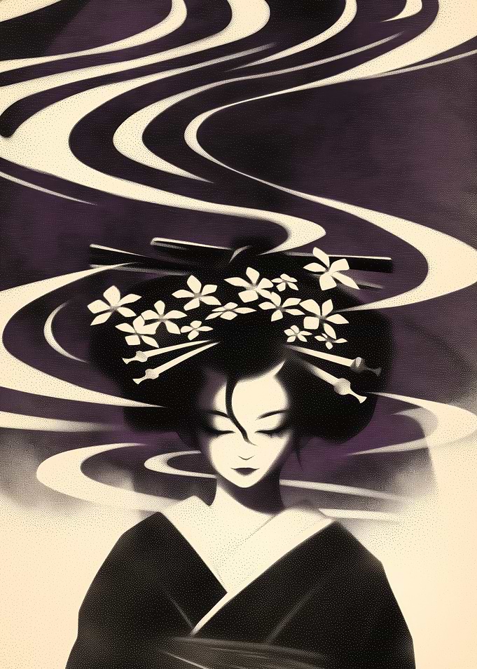 Geisha in Flowing Pattern