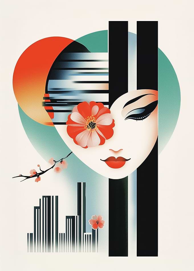 Geisha with Cherry Blossom