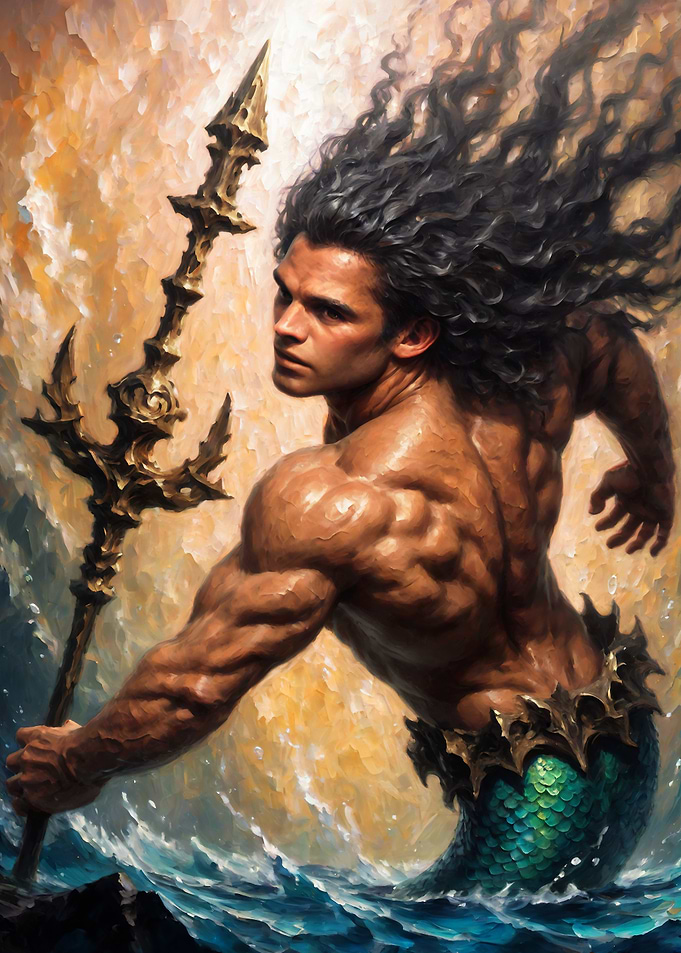 'Guardian of the Abyss' - Merman Painting