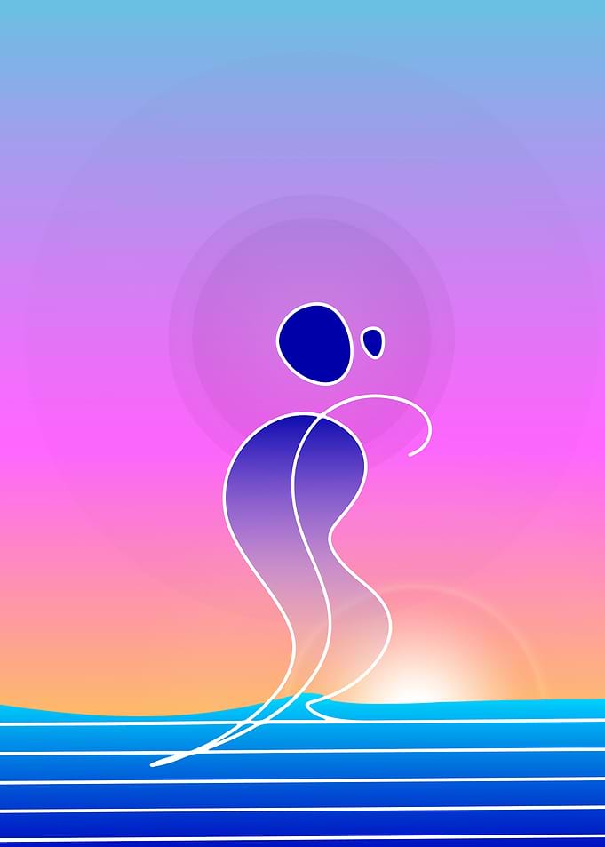 Sunset Surfer Line Art