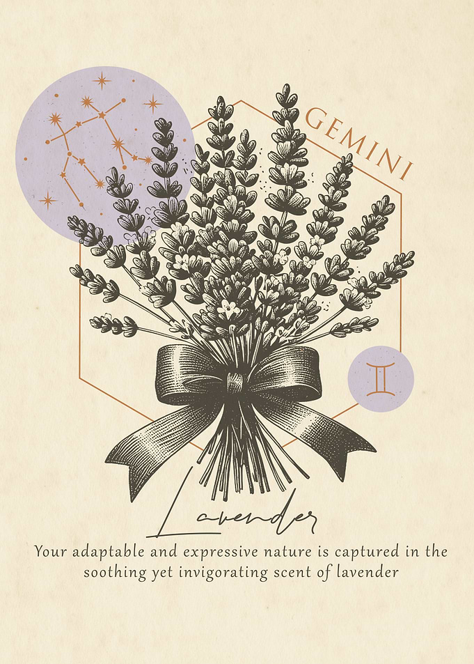 Gemini Zodiac Lavender Print