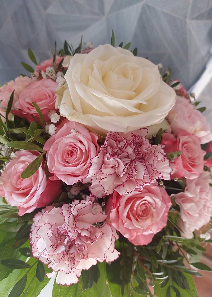 Pink and White Rose Bouquet