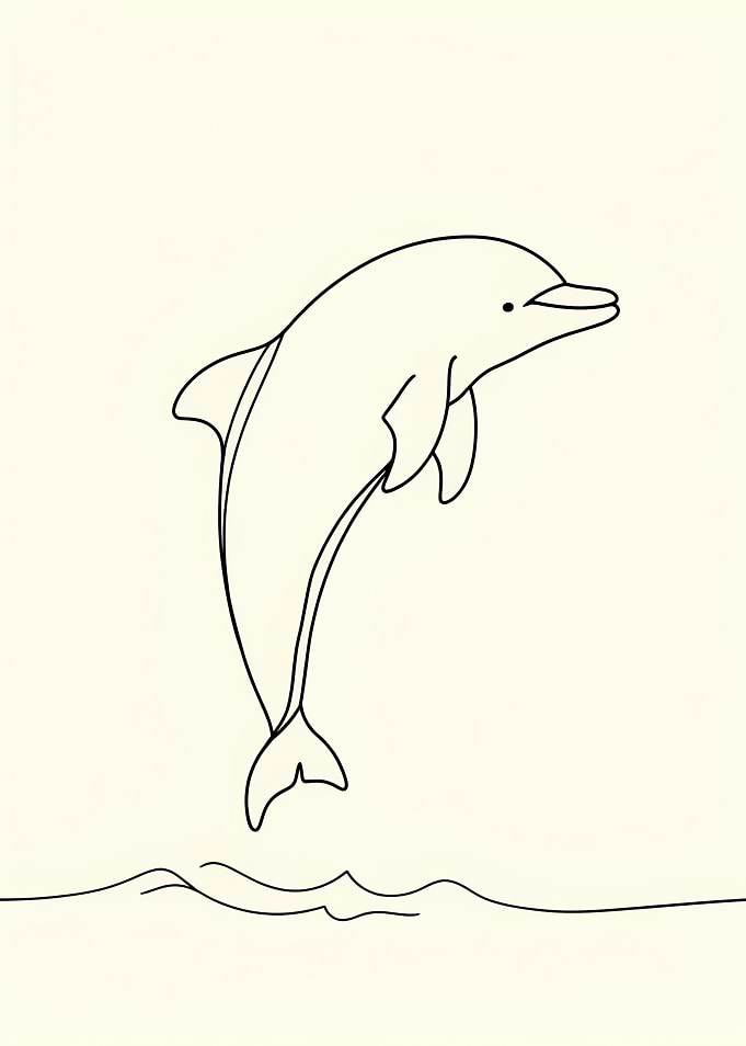 Minimalist Dolphin Line Art