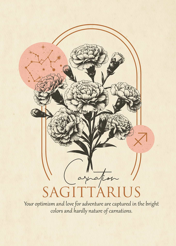 Carnation Sagittarius Zodiac Print