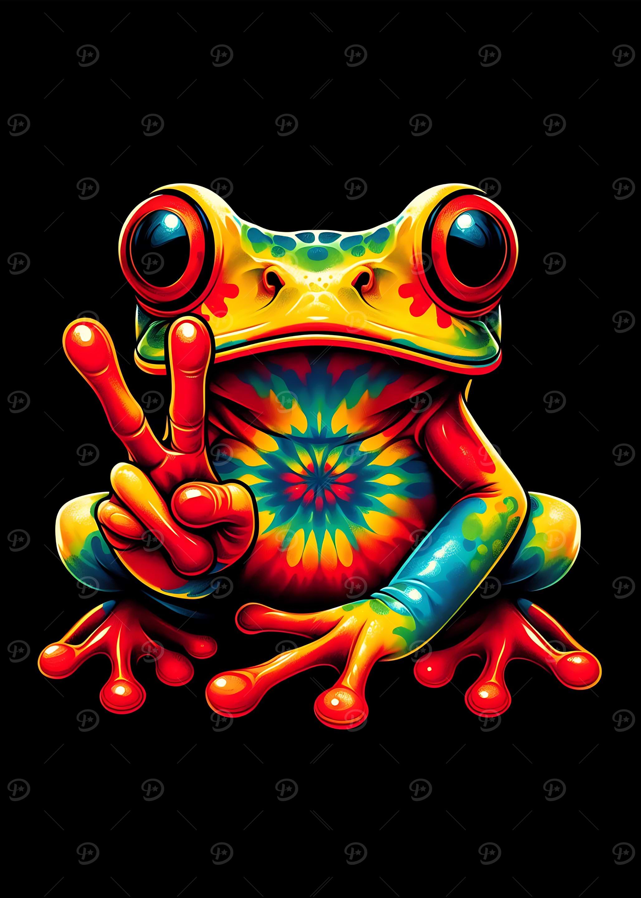 Tie-Dye Frog Peace Sign