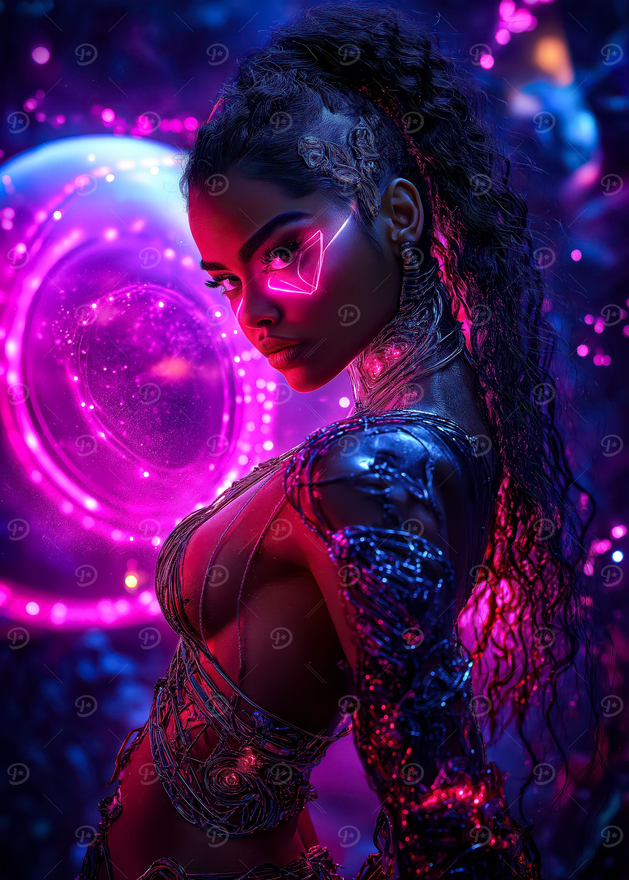 Cyberpunk Woman with Neon Glow