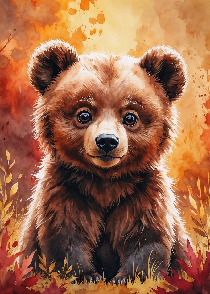 Cute Bear Cub Watercolor