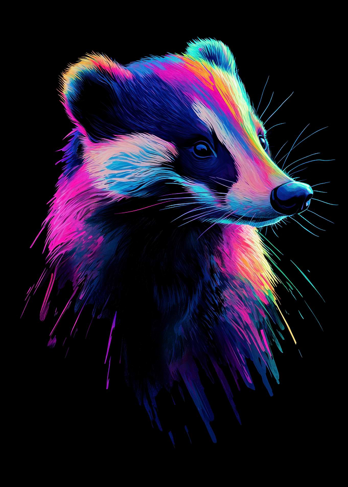 Neon Badger Portrait