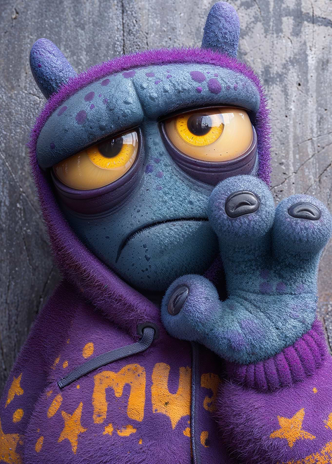 Sad Alien in Hoodie