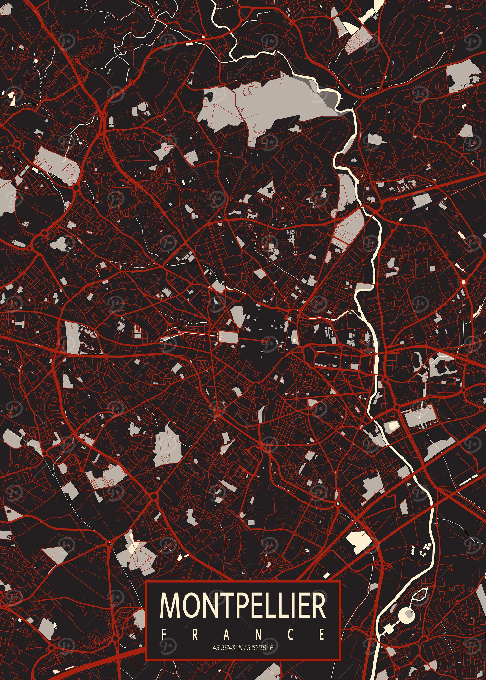 Montpellier City Map France Vector