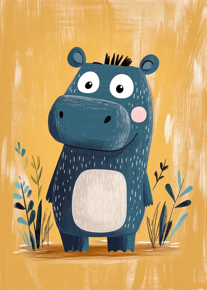 Cute Hippo Illustration
