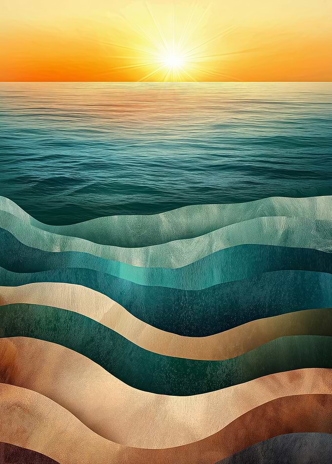 Sunset Ocean Waves Abstract