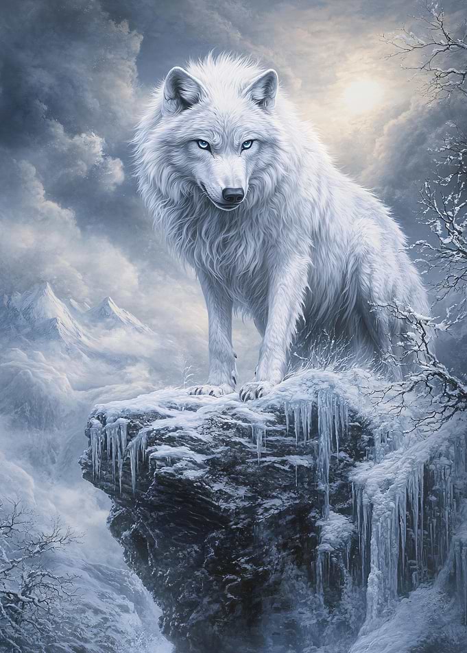 White Wolf on Frozen Peaks