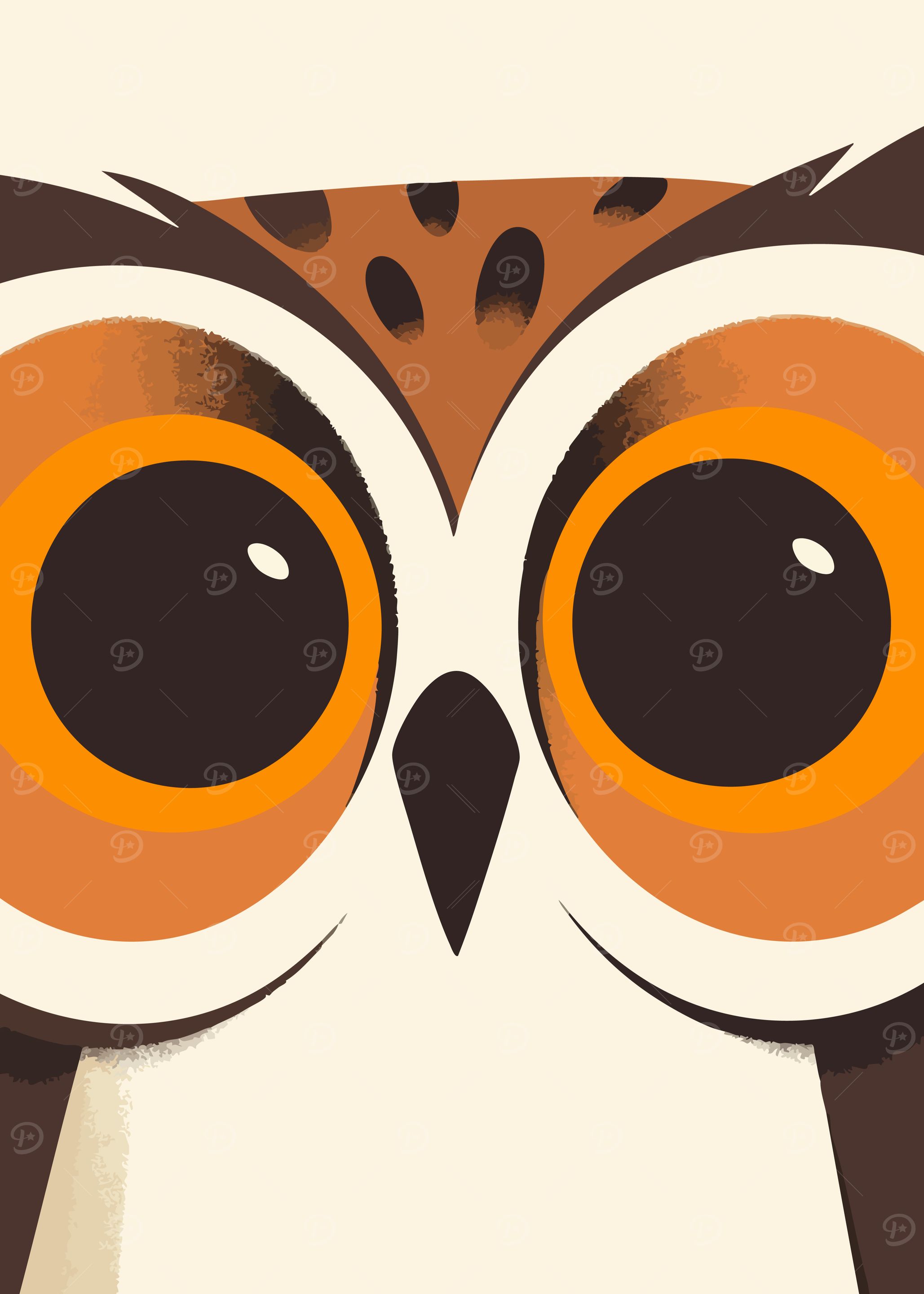 Cute Curious Owl Illustration Minimalist Art