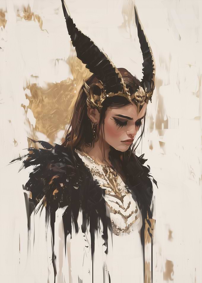 Dark-Haired Woman with Horns
