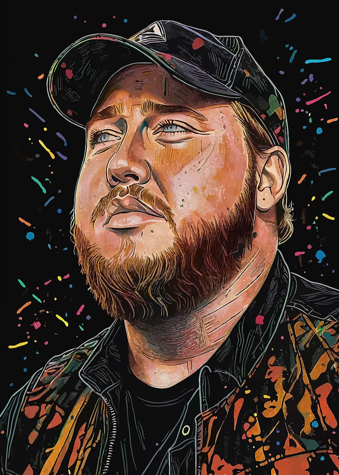 Luke Combs Neon Portrait
