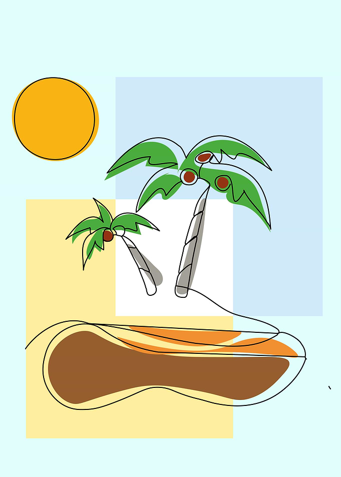 Palm Trees Line Art