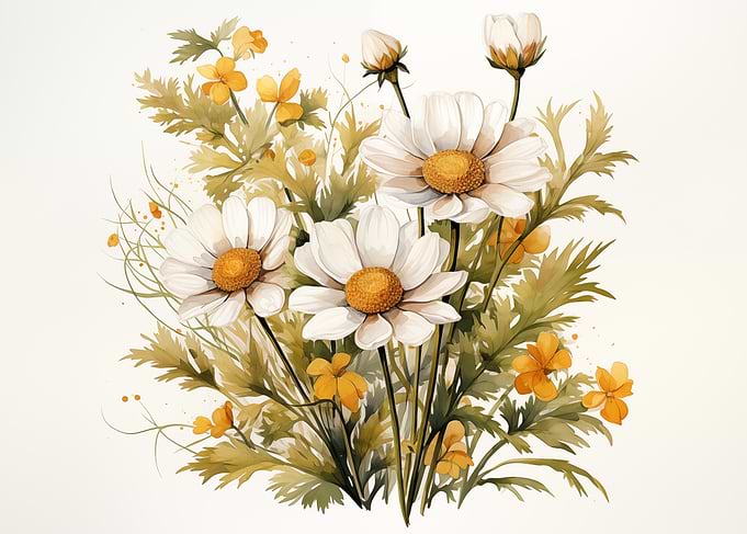 Watercolor Daisy Bouquet