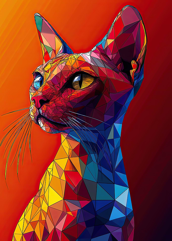 Geometric Cat Portrait
