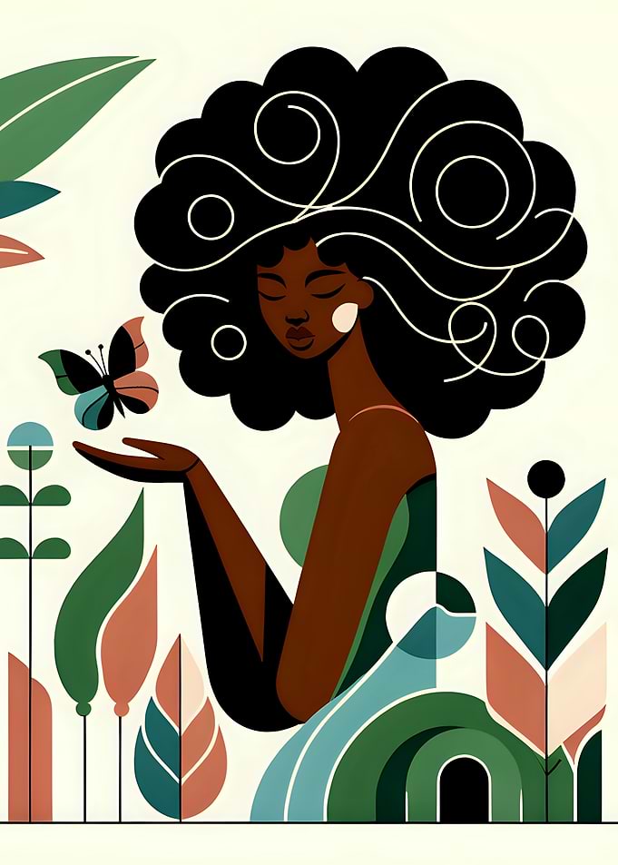 Beautiful Black Woman with Butterfly