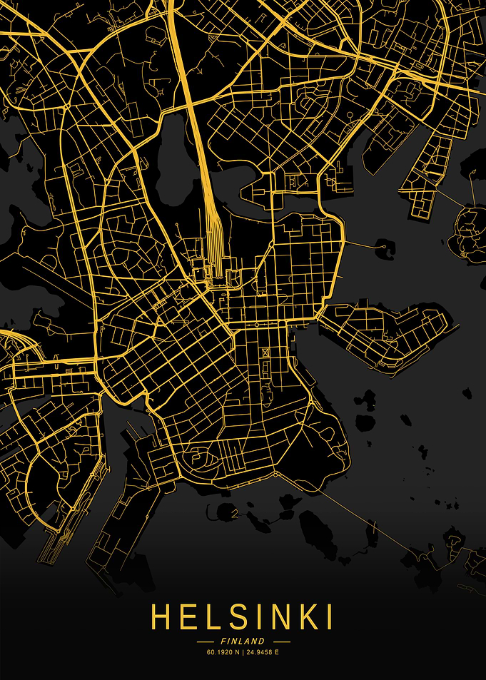 Golden Helsinki City Map