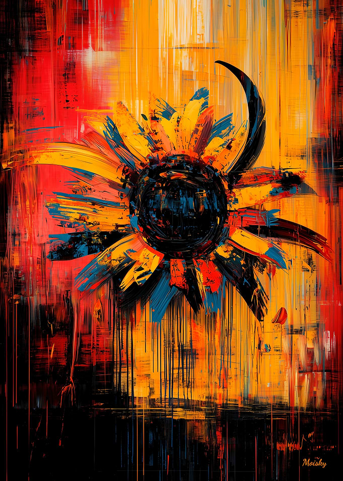 Radiant Bloom Contemporary Expressionist Sunflower Artwork