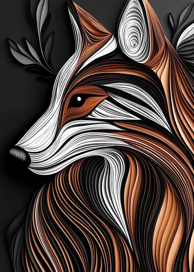 Papercut Fox Portrait