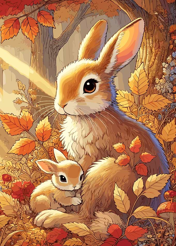 Mother Rabbit and Baby Bunny