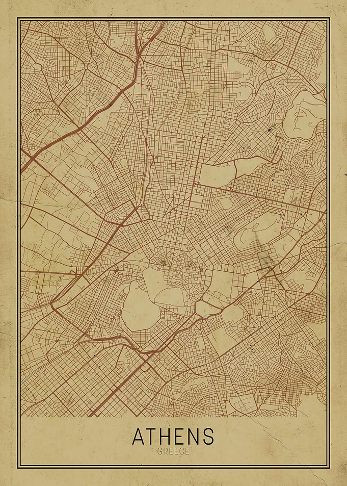 Vintage Athens City Map