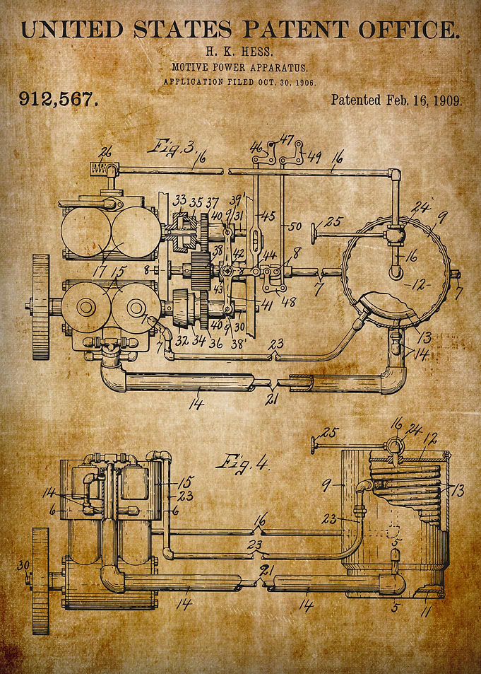 1913 Vintage Car Patent shet 2