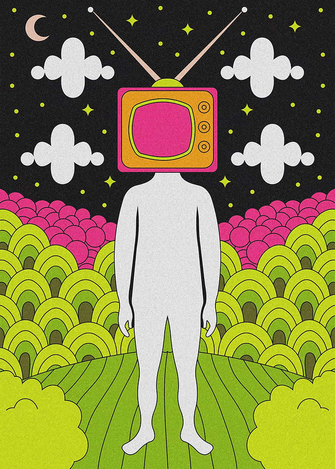 Surreal Retro TV Head