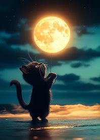 Cat and Moon Balloon