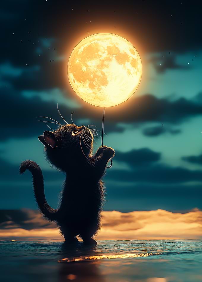 Cat and Moon Balloon