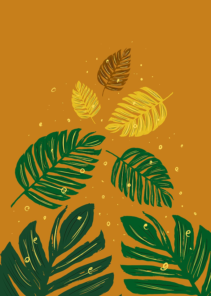 Yellow Tropical Leaf Pattern