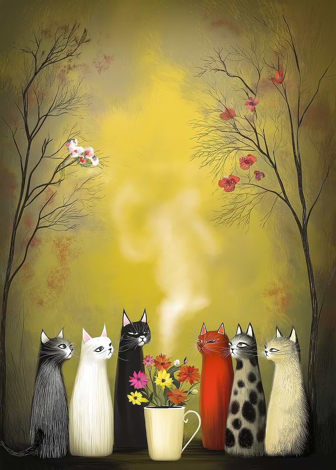 Cats and Flowers