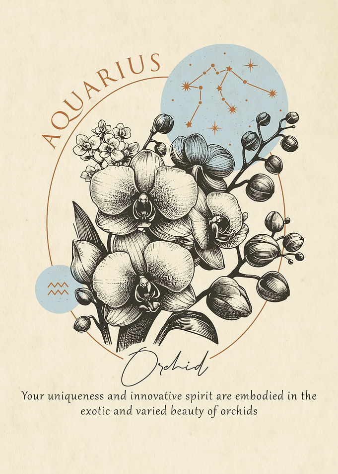 Aquarius Zodiac Orchid Print