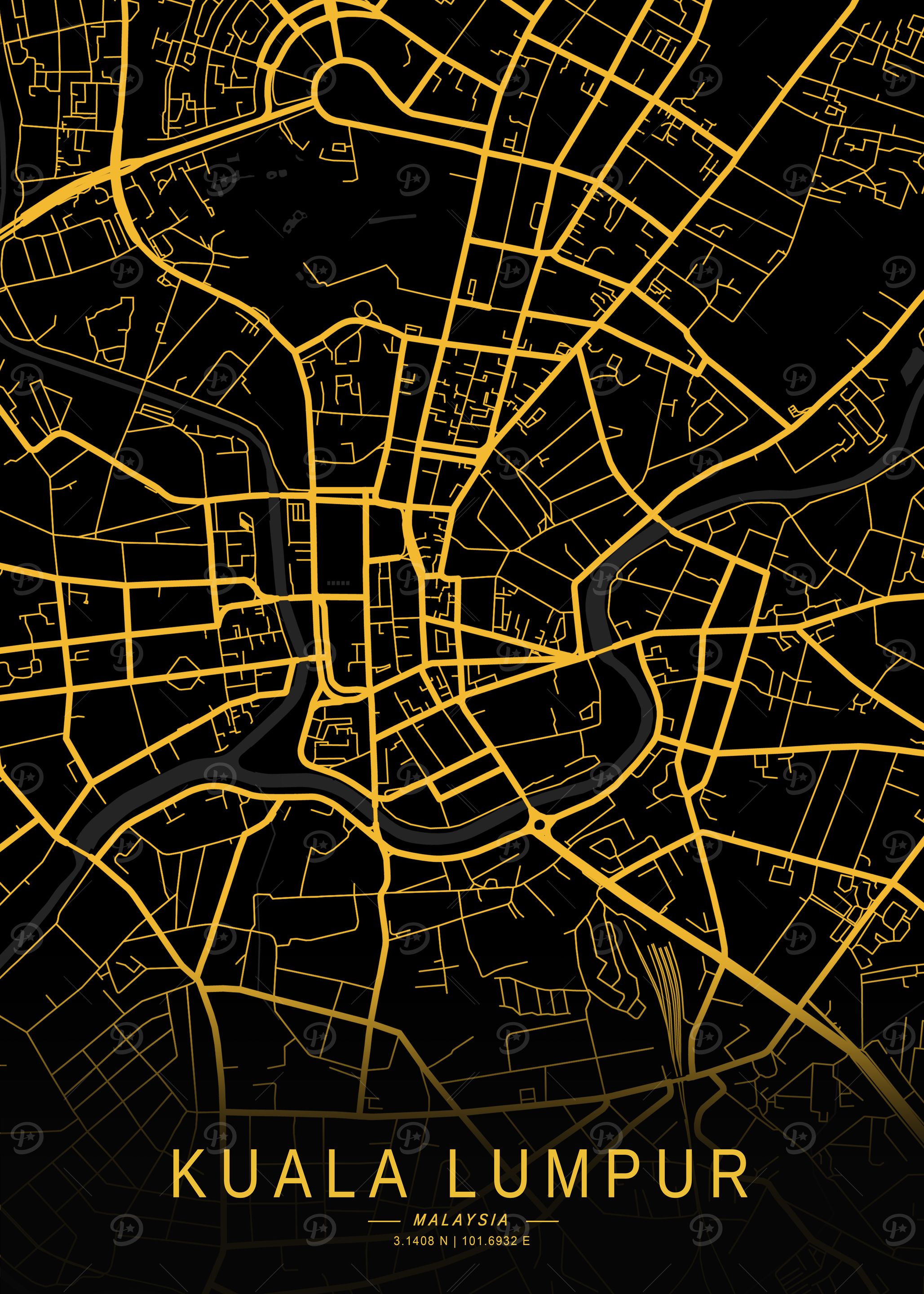 Golden Kuala Lumpur City Map