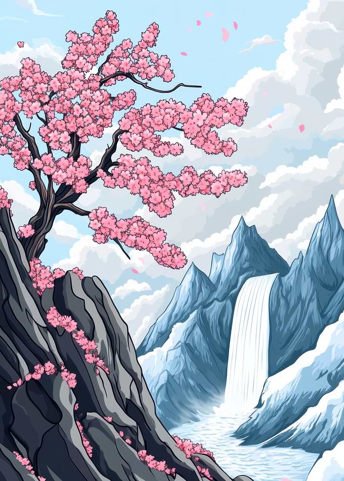 Cherry Blossom Waterfall