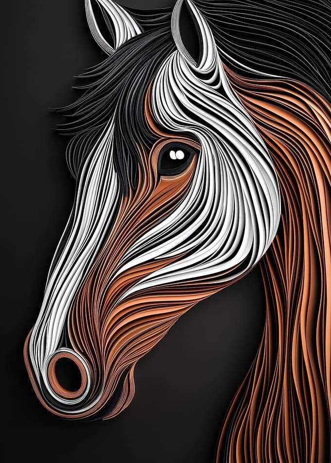 Horse Portrait in Paper Art