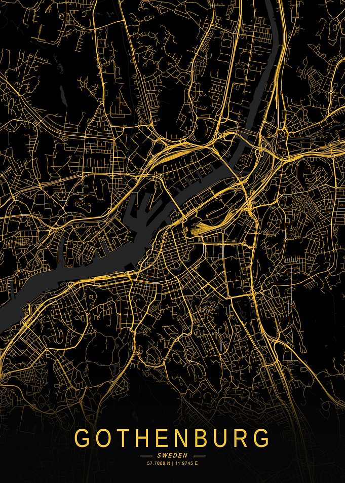 Golden Gothenburg City Map