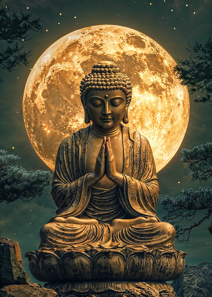 Buddha Under Full Moon