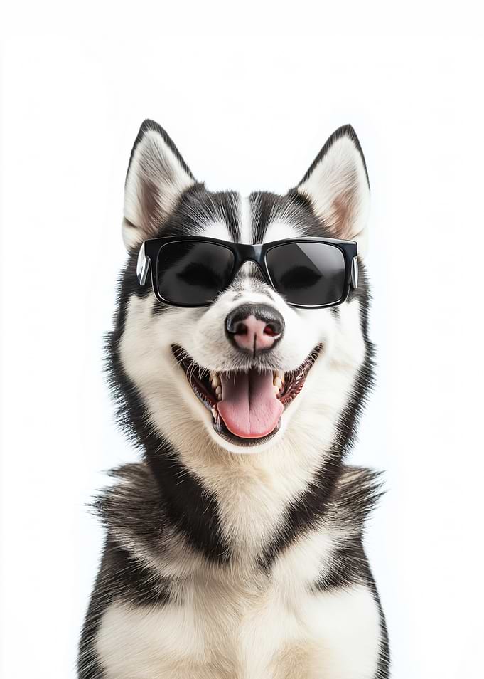 Smiling Husky in Sunglasses