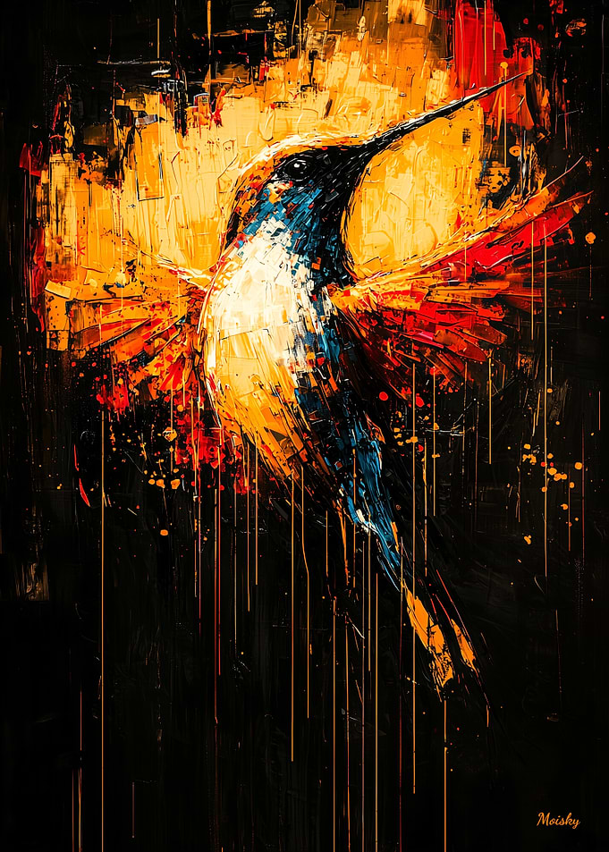 Radiant Flight Contemporary Expressionist Hummingbird