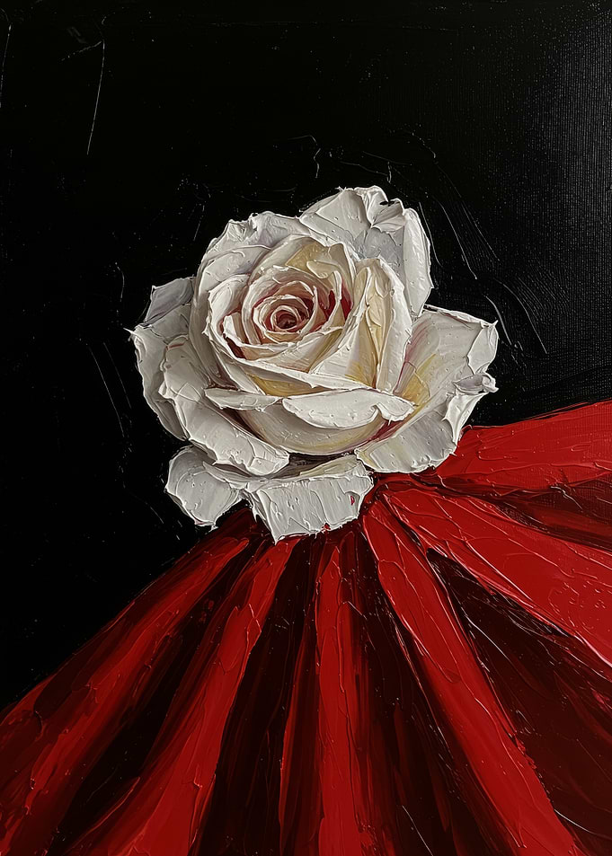 White Rose on Red