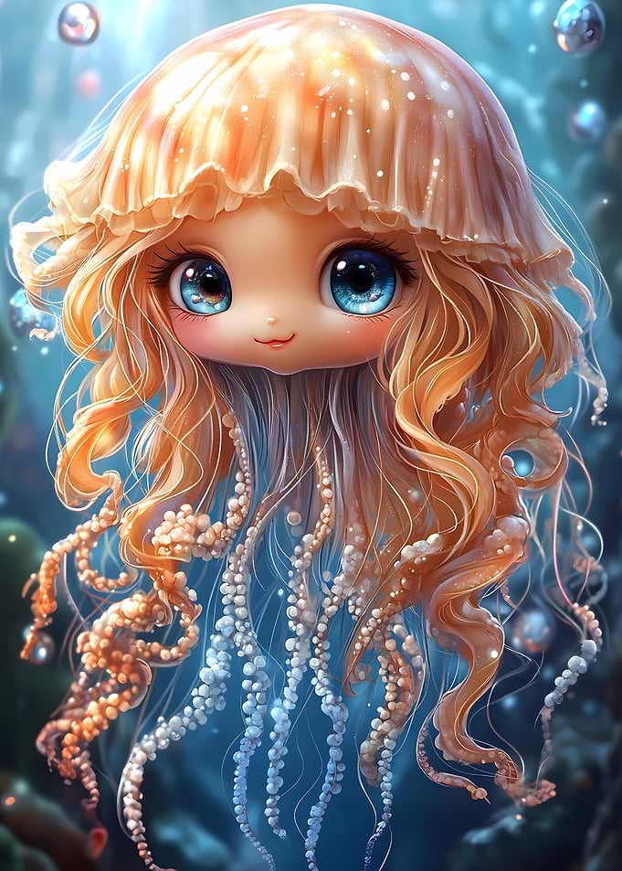 Cute Jellyfish Girl Animal