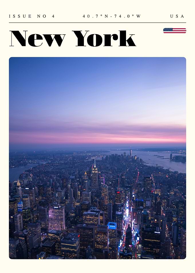 New York City Skyline Travel Art Poster