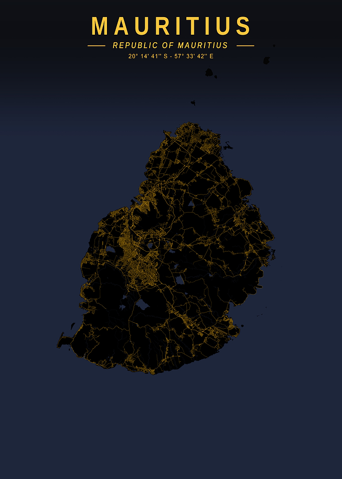 Mauritius Island Golden Map
