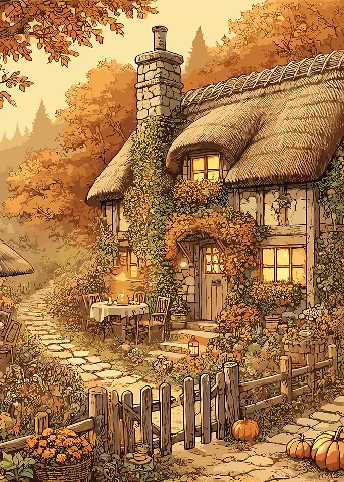 Cozy Rustic Cottage in Autumn