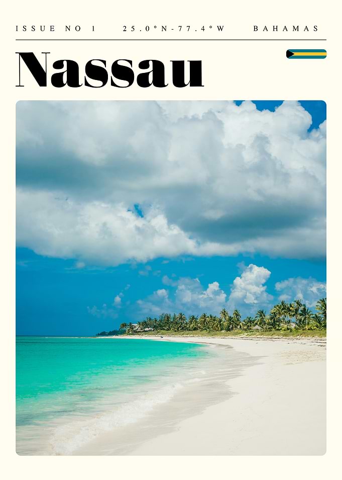 Nassau Beach Bahamas Travel Art Poster